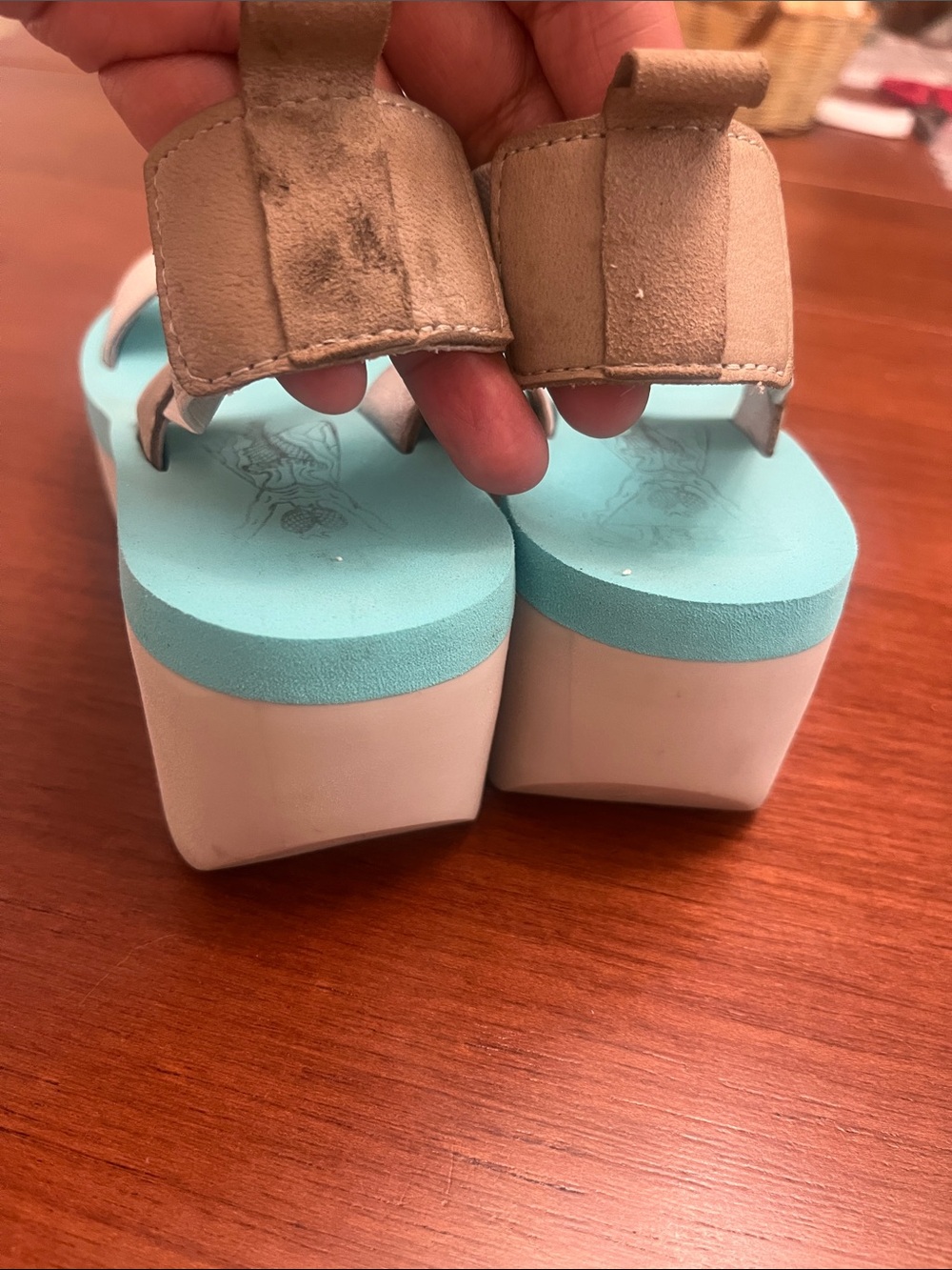 Fly London Yaci teal wedge sandals Sz 5 - Picture 9 of 11